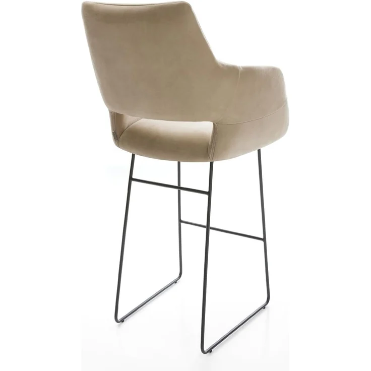Barstuhl Yago-Flex Mikrofaser Beige Vintage Kufengestell Metall Schwarz Taschenfederkern – Bild 6