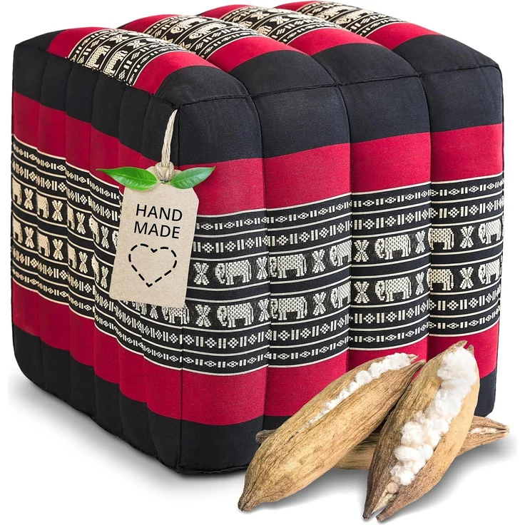livasia Polsterhocker Würfelkissen, vegan und handgefertigt, 40 x 40 x 40 cm, Kapok