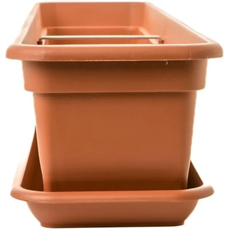 Centi Balkonkasten Blumenkasten Balkon, Balkonkasten, Blumenkasten Fensterbank außen (Set, 4 St, 80 cm, Terracotta, Made in EU), Blumenkasten Untersetzer, Balkonkästen aus Kunststoff – Bild 3