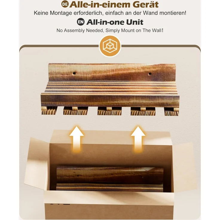 Yorbay Weinregal Set, Weinregal aus Holz Wandregal für Flaschen & Gläser, Wandregal Wandmontiertes Weinregal – Bild 3
