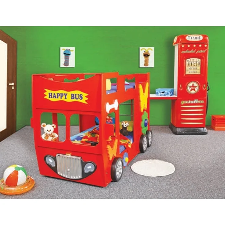 Hochbett Etagenbett Happy Bus mit Matratze & LED Rot – Bild 9