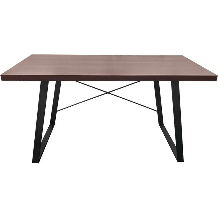 SVITA Industrial Schreibtisch Nussbaum-Optik mit schwarzen Metall-Beinen