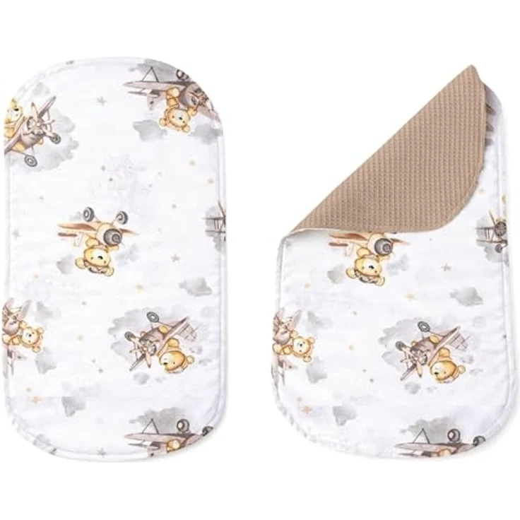 Babynest Nestchen Baby Set für Neugeborene – 5-teilig – Kuschelnest aus 100% Baumwolle & Waffelpique – Babykokon tragbar – für Babybett, Kinderbett & Kinderwagen – OEKO-TEX - Flugzeuge und Braun – Bild 6