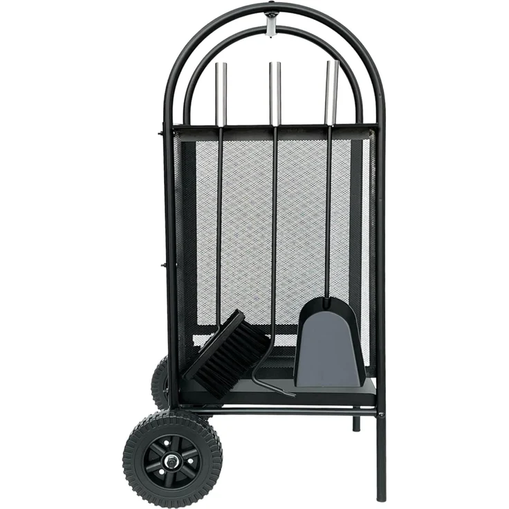 DanDiBo Kaminholzregal Innen Metall Schwarz Kaminholzständer 80 cm mit Kaminbesteck und Rädern 96358 Kaminholzwagen – Bild 5