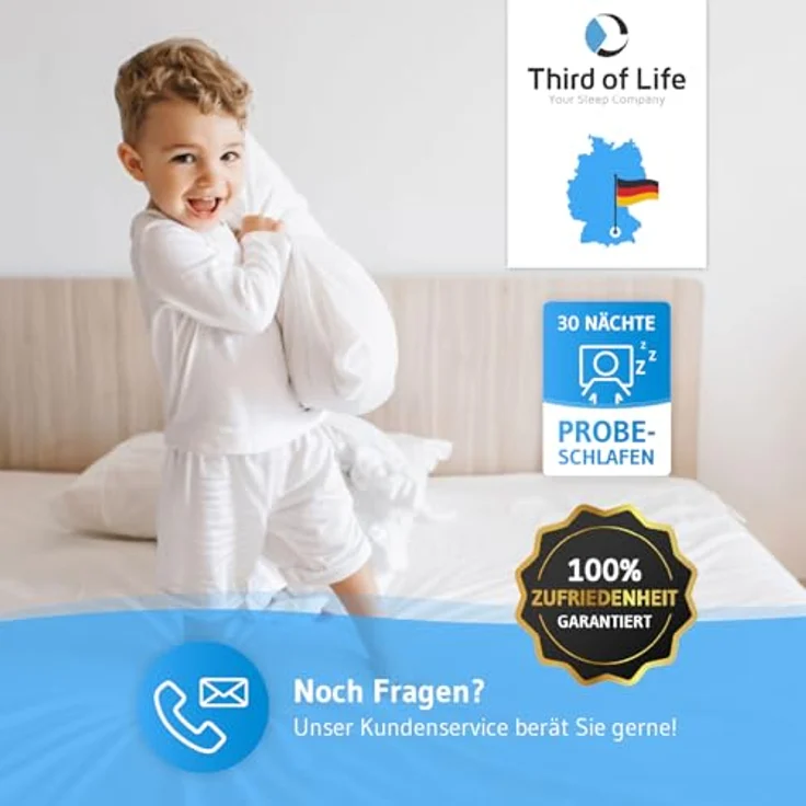 Third of Life Baumwollkissen TILLA Kinderkissen ab 2 Jahren (40×60), Füllung: 100 % recycelte Polyesterfaser (rPET), Bezug: 100 % Baumwolle (Bio), Seitenschläfer, Rückenschläfer, Bauchschläfer, Bio-Baumwolle, höhenverstellbar, atmungsaktiv, allergikerf... – Bild 6