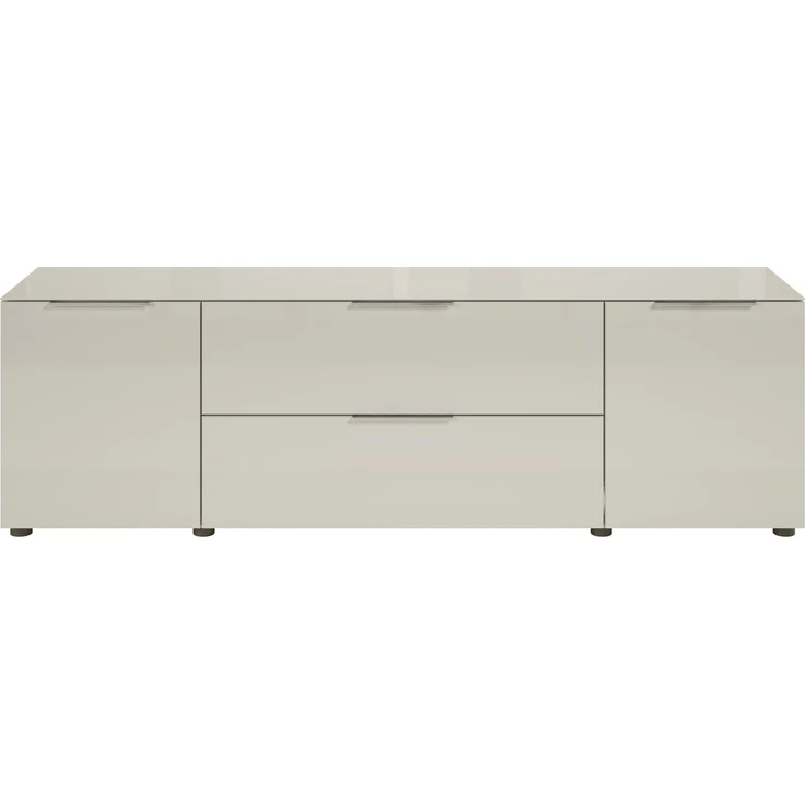 Lowboard >Santorin< Glasfronten, in Kaschmir - 180x55x40cm (BxHxT) – Bild 7