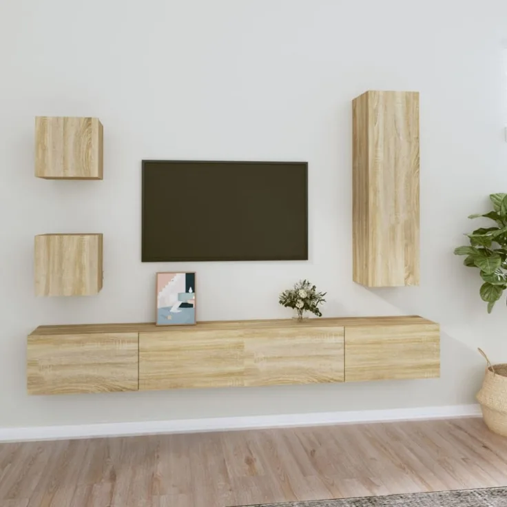 vidaXL 5-tlg. TV-Schrank-Set Sonoma-Eiche Holzwerkstoff 3114448
