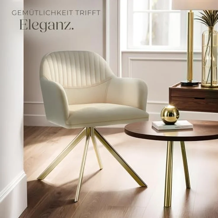 tectake Esszimmerstuhl Samt-Drehstuhl (1er Set, 1 St), gepolstert – Bild 9