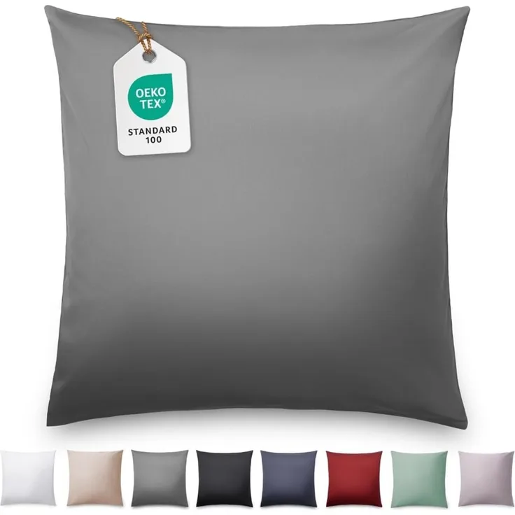 Blumtal Kissenbezüge Premium Mako Satin Kissenbezug, superweich aus 100% Baumwolle, (1 Stück), OEKO-TEX zertifiziert – Glanzoptik & farblich passender Reißverschluss