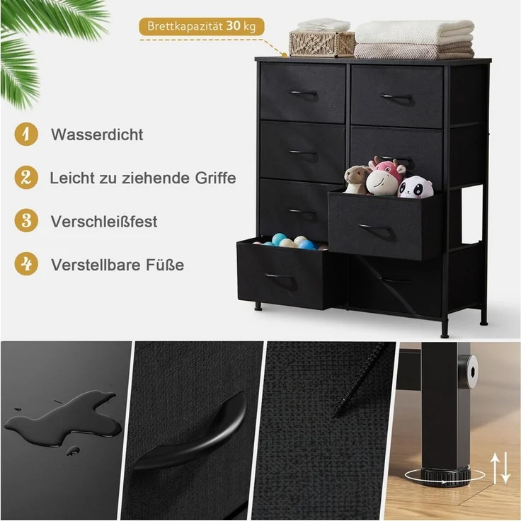 DUMOS Schubkastenkommode Kommode mit Stoffschubladen Stauraumschrank Schubladenschrank (Schubladenkommode), Mit 4, 5, 7, 8, 9 Schubladen – Bild 4