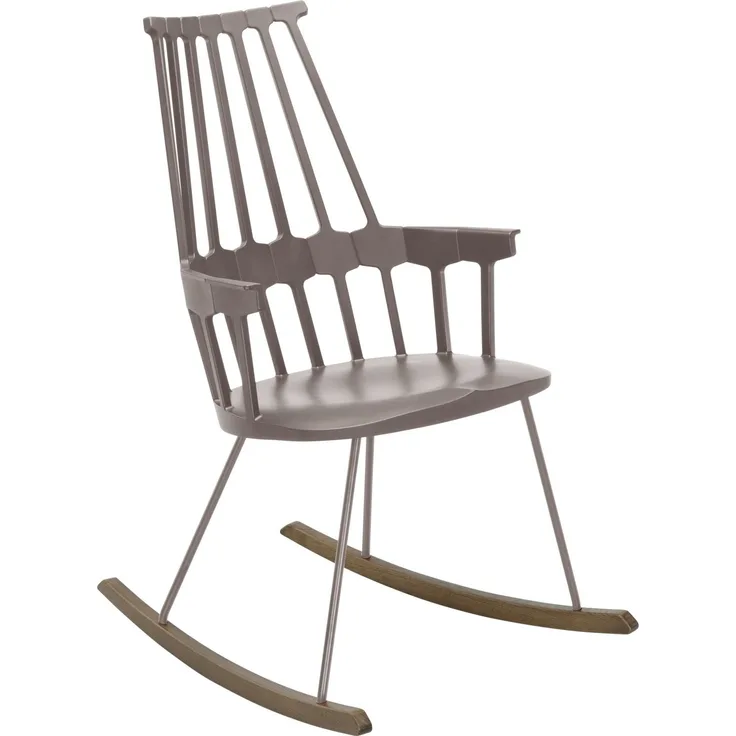 Kartell 595615 Comback Schaukelstuhl 58 x 100 x 58 cm Sitzhöhe 44 cm Sitzflächenfarbe haselnuss, Schaukelteil Eiche