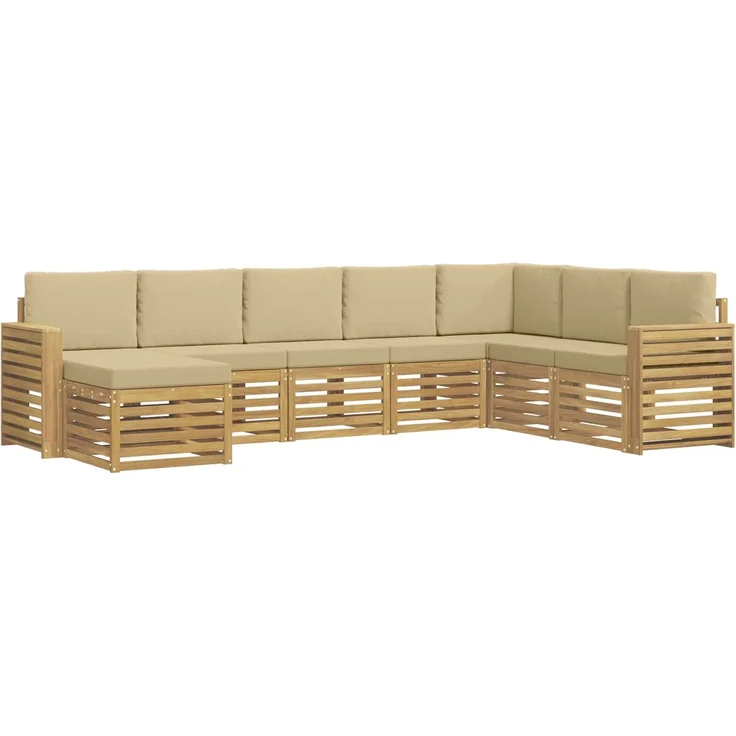 vidaXL Outdoor-Sofagarnitur 8 stk. 8-Sitzer Weiß und Beige Polyester 3392323 – Bild 2