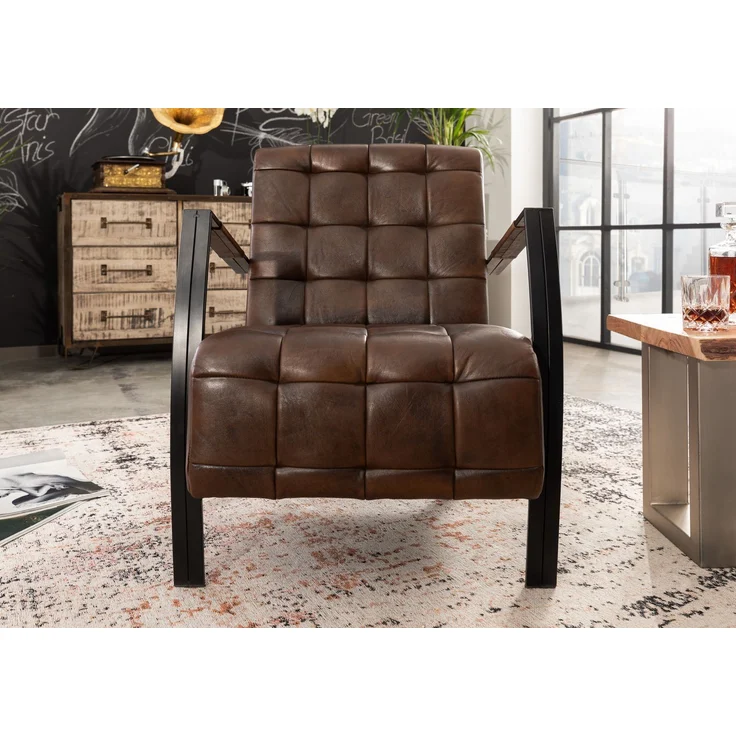 Sessel Echtleder 64x76x83 braun IRON LABEL #14 – Bild 3