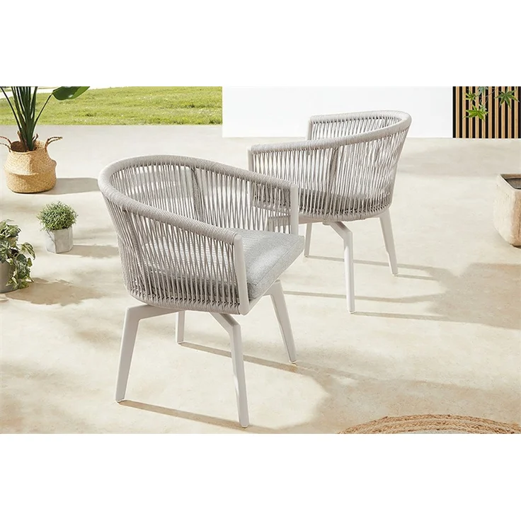 riess-ambiente Gartenstuhl ROPE greige - Aluminium, inkl. Kissen, In- und Outdoor, 360° drehbar (Einzelartikel, 1 St), wetterfester Gartensessel mit Geflecht - ideal für Balkon & Terrasse – Bild 3