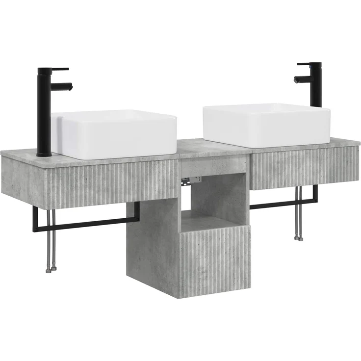 vidaXL Badezimmerschrank-Set 3 stk. Betongrau 130 x 41 x 80 cm 3405600 – Bild 2