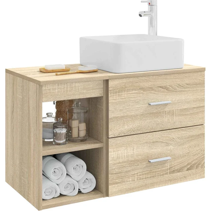 vidaXL Badezimmerschrank-Set 2 stk. Sonoma-Eiche 83 x 35 x 80 cm 3403898 – Bild 3