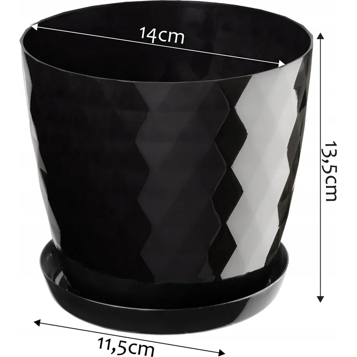 KADAX Blumentopf aus Kunststoff mit Ständer, Blumenabdeckung, 14 cm, Schwarz – Bild 2