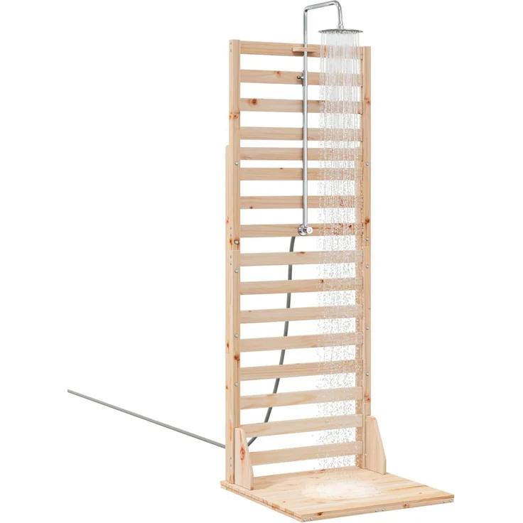 vidaXL Gartendusche 225 cm Massivholz Kiefer und Edelstahl Natur 886348 – Bild 3