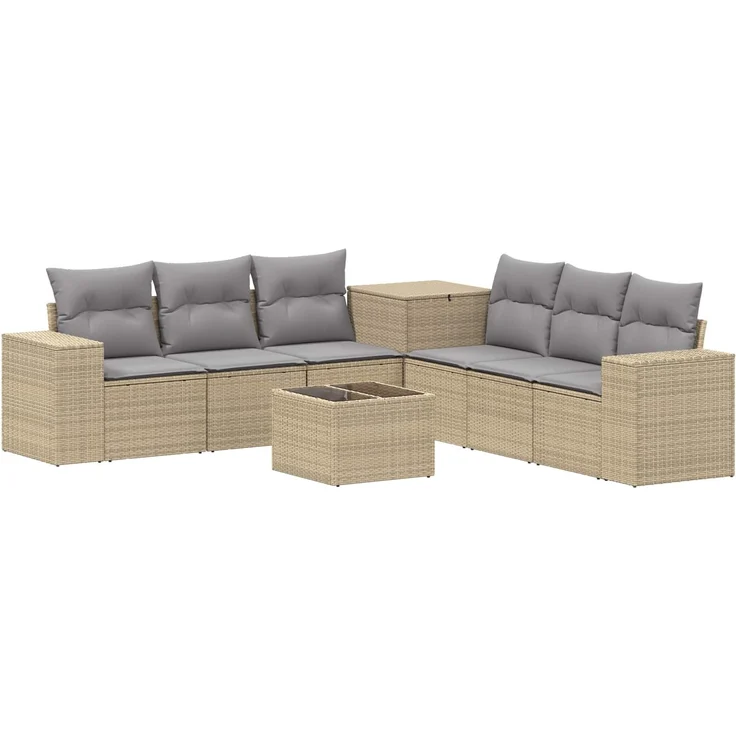 vidaXL Sofa Set 8 stk. Beige und Hellgrau Polyrattan und Stahl 3448501 – Bild 2