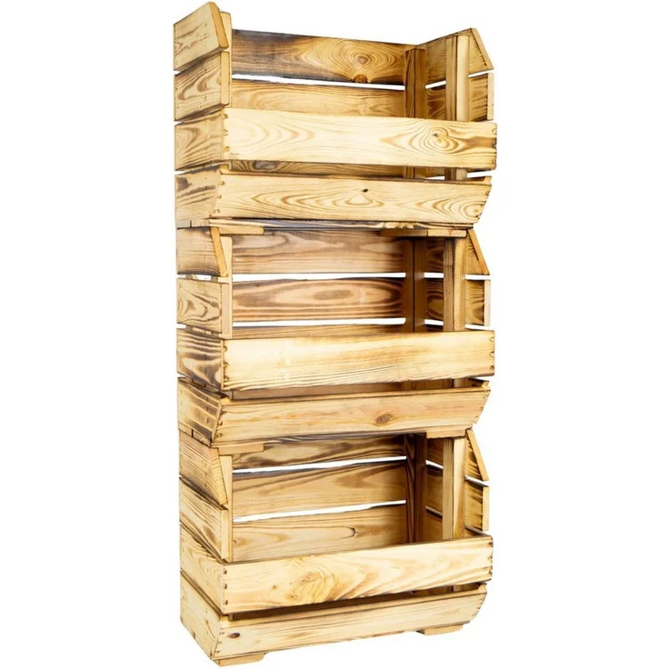 Kistenkolli Altes Land Allzweckkiste Schmales Küchenregal 40x22x29 cm in geflammt Gemüsekiste Obsthorde (Spar-Set, 1er Set) – Bild 2