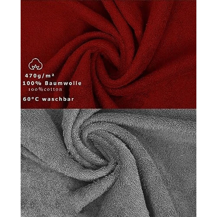 Betz Gästehandtücher 10 Stück Gästehandtuch Set Premium 30x50cm Farbe dunkelrot/anthrazit, 100% Baumwolle (Set, 10-St) – Bild 3