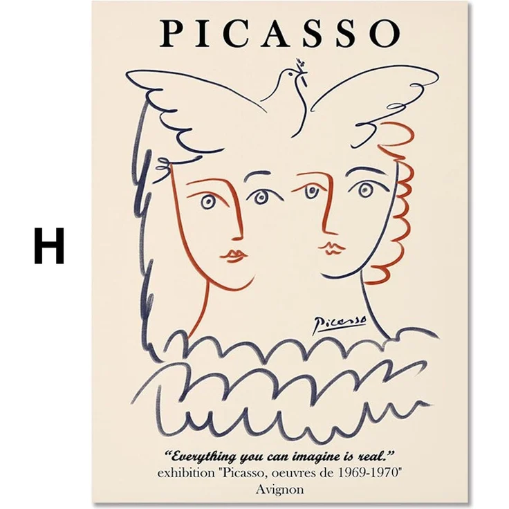 Poster Picasso Matisse Museum Abstrakt Retro Porträt | Bilder Wohnzimmer | Wandbilder Schlafzimmer | Deko Print ohne Rahmen | Bilder - H / 40 x 50 cm