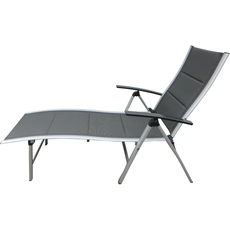 Mandalika Garden NOX Padded Alu-Sonnenliege Klappliege in silber / mixed-taupe – Bild 4