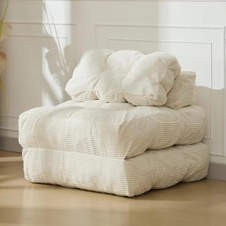 GarveeHome 3-in-1 Faltbares Schlafsofa für Wohnzimmer – Bequemer Bodensessel als Einzelbett, umwandelbarer Lounger mit Rückenlehne & Kissen, platzsparend, ideal als Gästebett oder Relaxsessel
