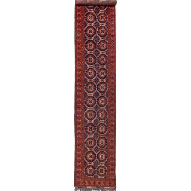 Läufer Afghan - 394 x 80 cm - dunkelrot – Bild 1
