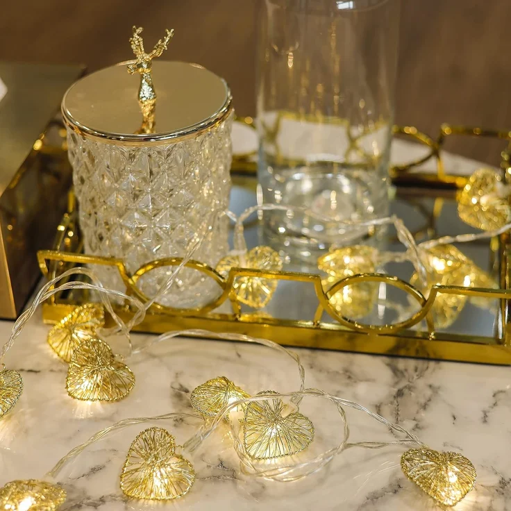 COZY HOME LED-Lichterkette Herz Lichterkette Batterie und Stecker -, 20 LEDs I 5 Meter I Timer-Funktion I Warmweiß I Lichterkette Innen – Bild 6