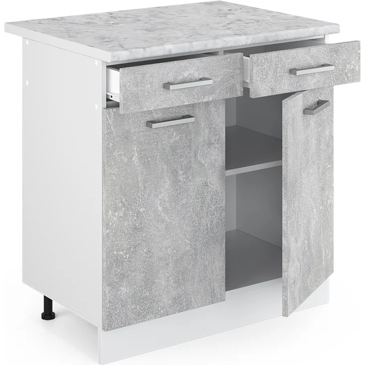 Unterschrank R-Line Beton 80 cm mit Schubladen und Türen, mit Arbeitsplatte Vicco – Bild 5