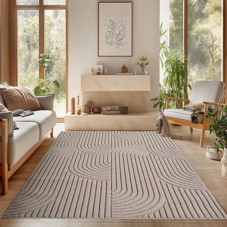 SIMPEX24 Designteppich Einfarbig Boucle Loop, Rund, Höhe: 7 mm, Teppich Wohnzimmer, Schlafzimmer, Gästezimmer – Bild 4