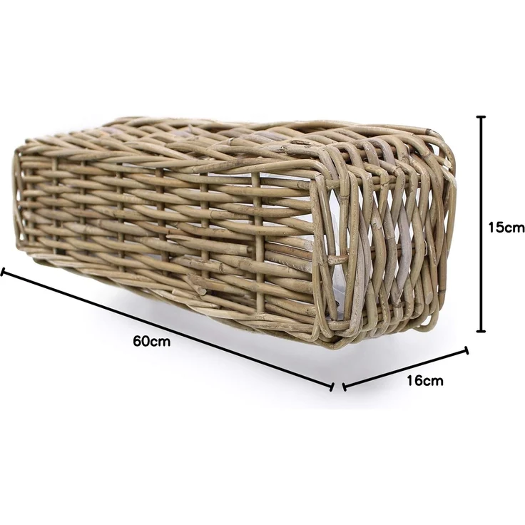 Rattan Pflanzkasten "Koboo Grey" 60 cm lang, grau, Balkonkasten, Blumenkasten für Draußen, Pflanzgefäß – Bild 6