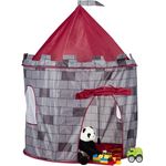 Relaxdays Spielzelt Ritterburg, Kinderzelt Jungen, Ritterzelt für Kinder ab 3 Jahre, HxBxT: 125 x 105 x 105 cm, grau