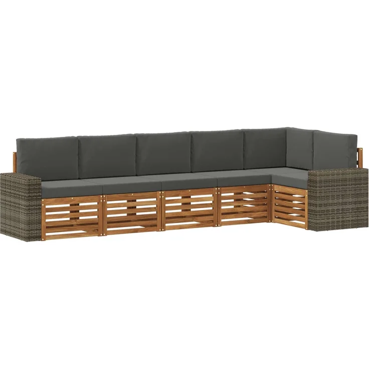 vidaXL Outdoor-Sofagarnitur 6 stk. 6-Sitzer Natur und Anthrazit 3384428 – Bild 2