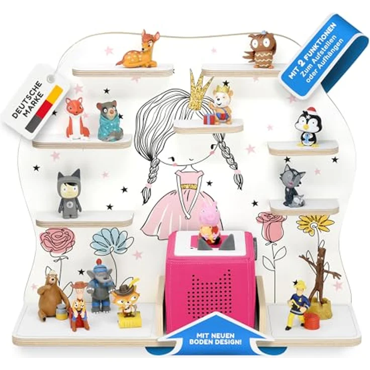 stadtecken Kinder Regal für Musikbox I Geeignet für die Toniebox und ca. 50 Tonies I Perfekte Aufbewahrung für Kinderzimmer I zum Aufstellen oder Aufhängen (Blumenprinzessin, Groß) – Bild 2