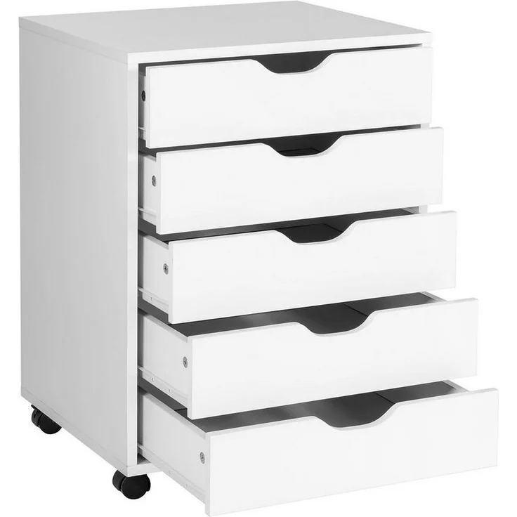 COSTWAY Rollcontainer, mit 5 Schubladen und Rädern, Holz, 48x39,5x65,5cm – Bild 1