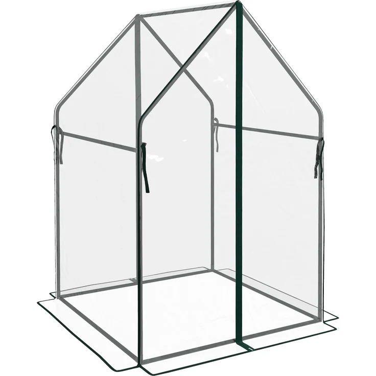 Wohnora-Gartengewächshaus, Tomatengewächshaus für den Garten mit 2 Reißverschlusstüren, Abmessungen 90 x 90 x 145 cm,H 1450cm x T 900cm x B 900cm,Transparent – Bild 3