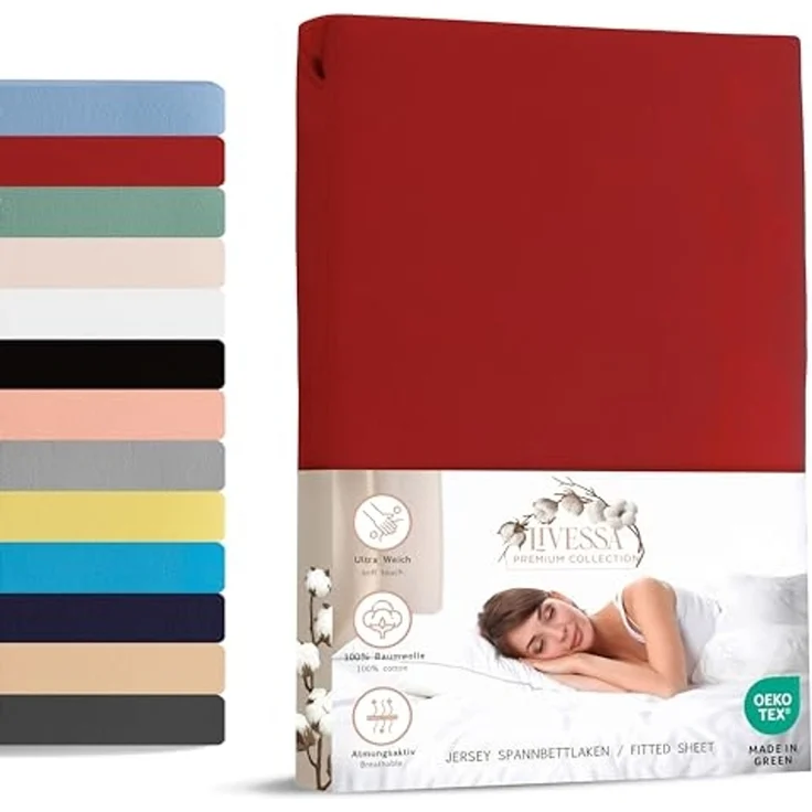 livessa Spannbettlaken Jersey Spannbettlaken Bettlaken Spannbetttuch Baumwolle Rundumgummi, Jersey, Gummizug: Rundumgummizug, In 9 Größen und vielen Farben erhältlich aus 100% Baumwolle – Bild 1