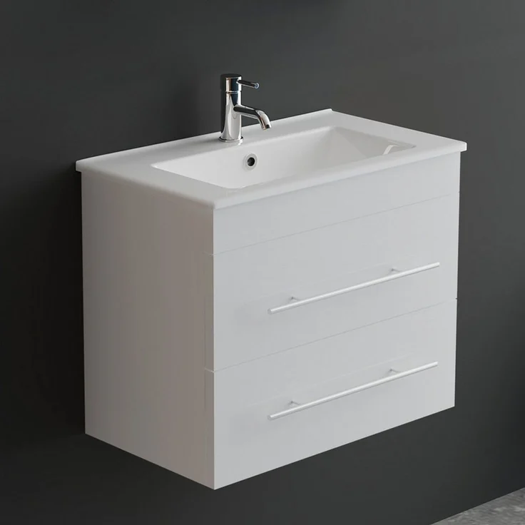 Alpenberger Badmöbel-Set Waschbecken mit Unterschrank - Waschbeckenunterschrank mit Schubladen, (Badezimmerschrank - Weiß, Schrank Badschrank - 60 cm), Gäste WC & Badezimmer Set - Waschtisch mit Nano – Bild 5