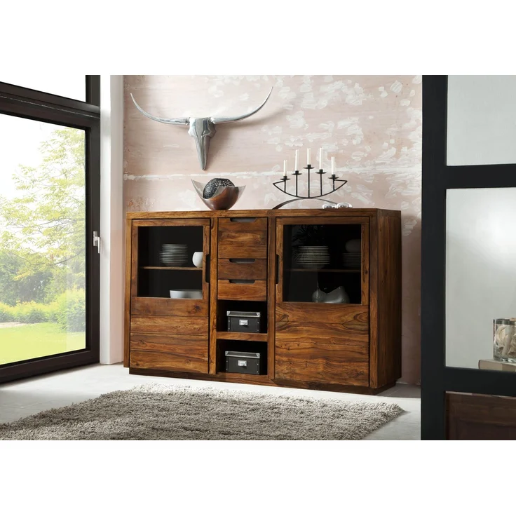 Highboard Sheesham 198x45x125 walnuss lackiert DUKE #113 – Bild 6