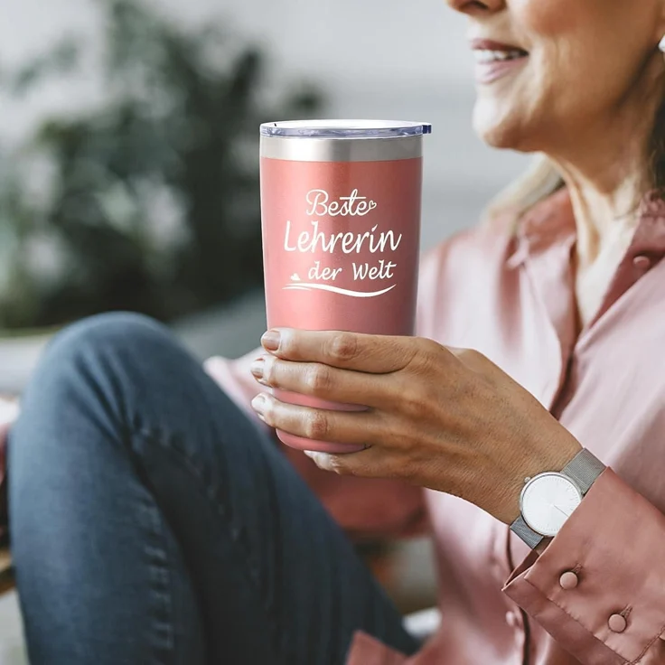 Livole Beste Lehrerin der Welt Thermobecher 600ml Roségold – Bild 3