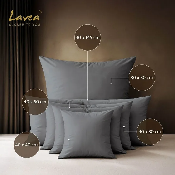 Lavea Kissenbezug 2er Set 100% Baumwolle flauschig, Jasmin, Kissenhülle, Kissenbezüge, (2 Stück), pflegeleicht, langlebige Qualität, mit Reißverschluss