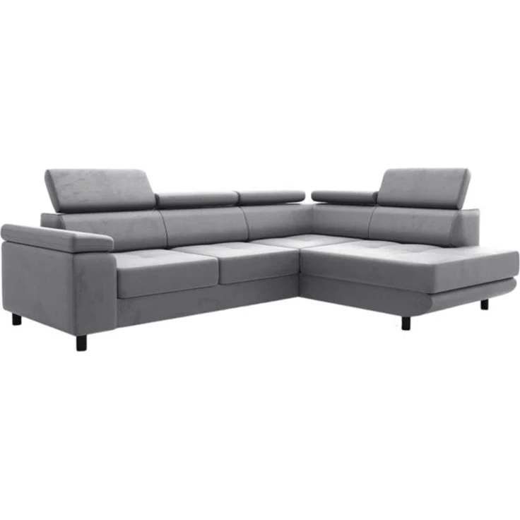 thematys Ecksofa LUNA L 250 x 183 cm, mit Schlaffunktion, mit Bettkasten, mit verstellbaren Kopfstützen, Hellgrau (Monolith 84), Ausrichtung Rechts – Bild 6