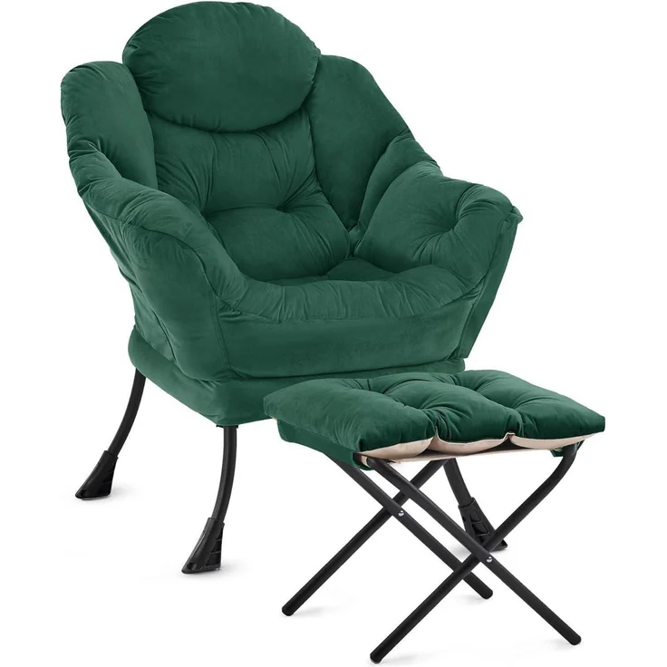 Sessel Ottomane Ohrensessel Relaxsessel Seitentasche Grün – Bild 7
