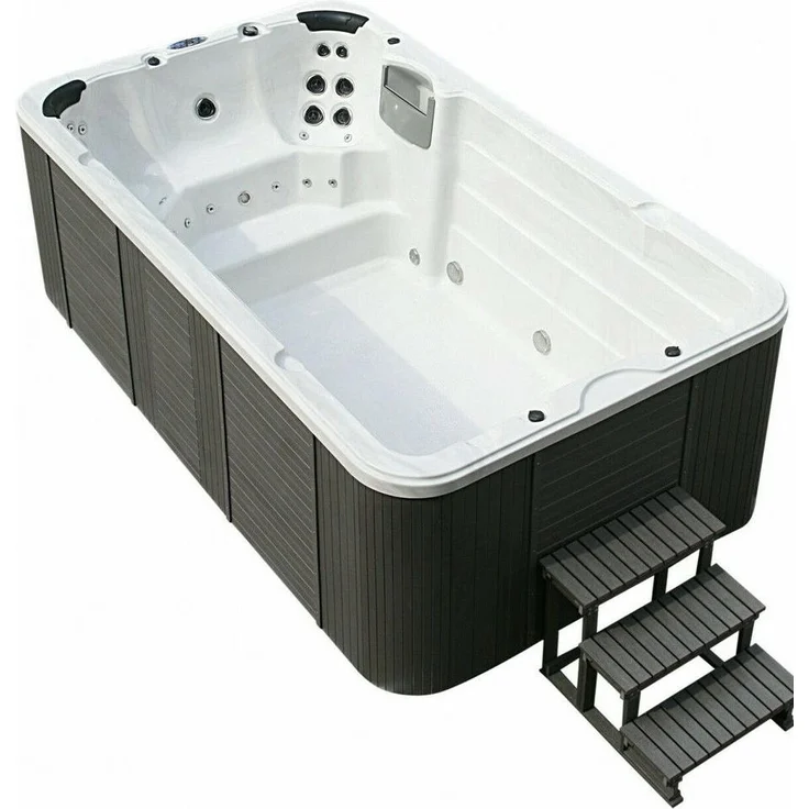 XXL Luxus-LED Swim Spa, 400 x 230 cm, Whirlpool mit Gegenstromanlage, Outdoor-Schwimmbad, V2 – Bild 1