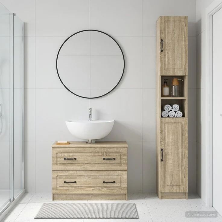 vidaXL 2-teiliges Badezimmer Schrank Set UTRECHT Sonoma-Eiche 3417569 – Bild 1