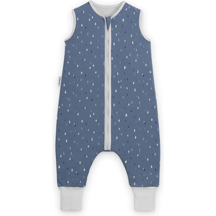 Ehrenkind® Baby Sommerschlafsack mit Füßen 1.0 TOG aus weicher OEKO-TEX zertifizierter Bio-Baumwolle | Sommer Schlafsack | Baby Schlafsack Gr. 80 Jeansblau Tropfen | 1 Tog