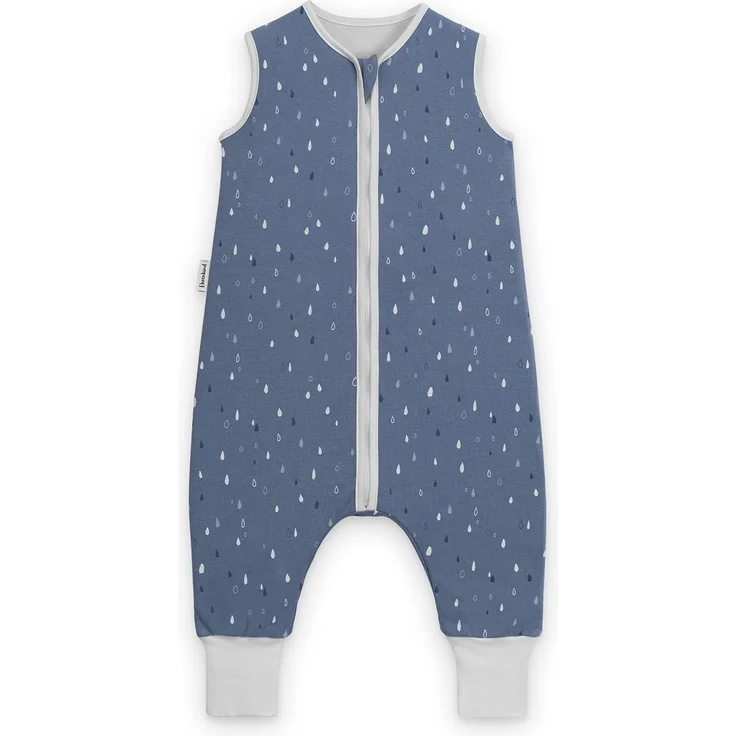 Ehrenkind® Baby Sommerschlafsack mit Füßen 1.0 TOG aus weicher OEKO-TEX zertifizierter Bio-Baumwolle | Sommer Schlafsack | Baby Schlafsack Gr. 80 Jeansblau Tropfen | 1 Tog – Bild 1