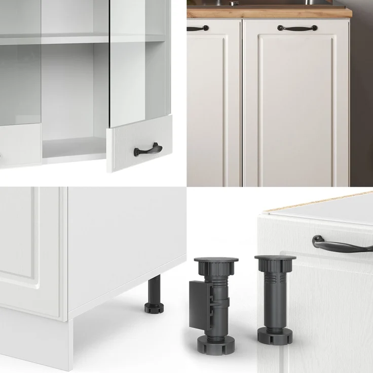 Singleküche R-Line Weiß Landhaus/Weiß 140 cm , AP Marmor Vicco – Bild 5